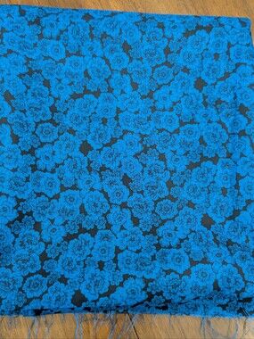 Blue & Black Floral Vintage Cut Fabric